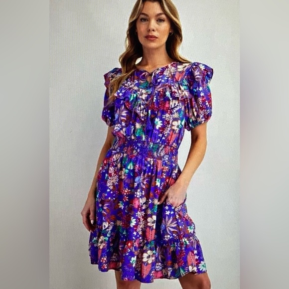 Easel Floral Purple Dress - Picture 2 of 4
